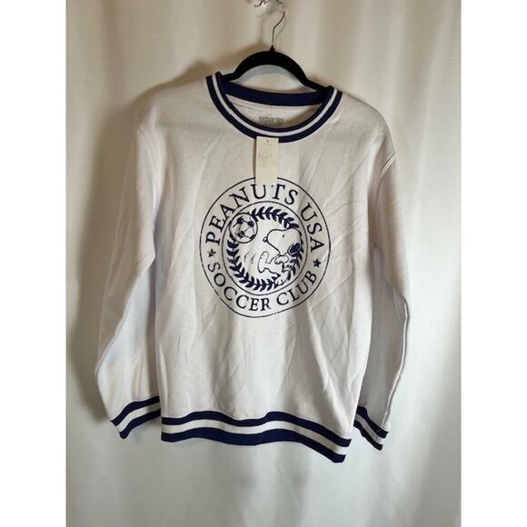 Nordstrom Tops - NWT Nordstrom TFALF1322 Peanuts Soccer Club Crewneck Sweatshirt Unisex S White